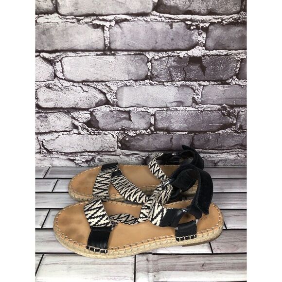 Frye & Co Kole White Black Asymmetrical Espadrilles Sandals Women Sz 8.5M US/39 - Picture 14 of 16